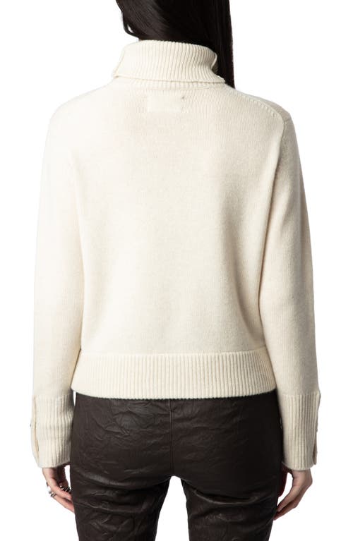 Shop Zadig & Voltaire Rhinestone Trim Turtleneck Cashmere Sweater In Flake