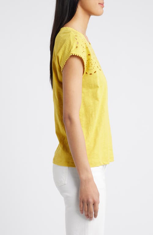 Shop Boden Sasha Eyelet Cotton T-shirt In Ceylon Yellow