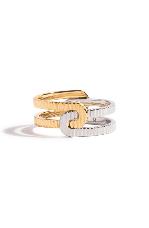 Étreintes Ridges Ring in 18K White Gold/Yellow Gold