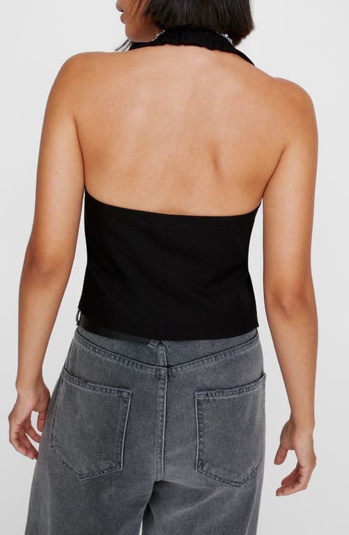 Shop Nasty Gal Tailored Crop Halter Tank In Black