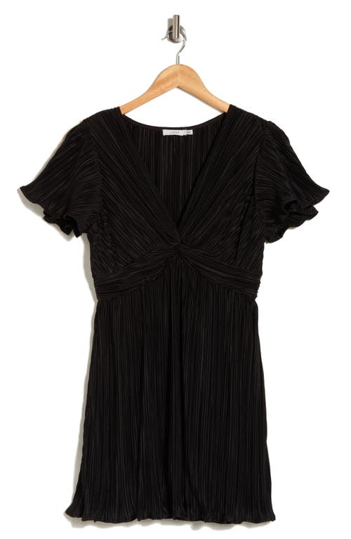 Lush Twist Front Plissé Dress In Black