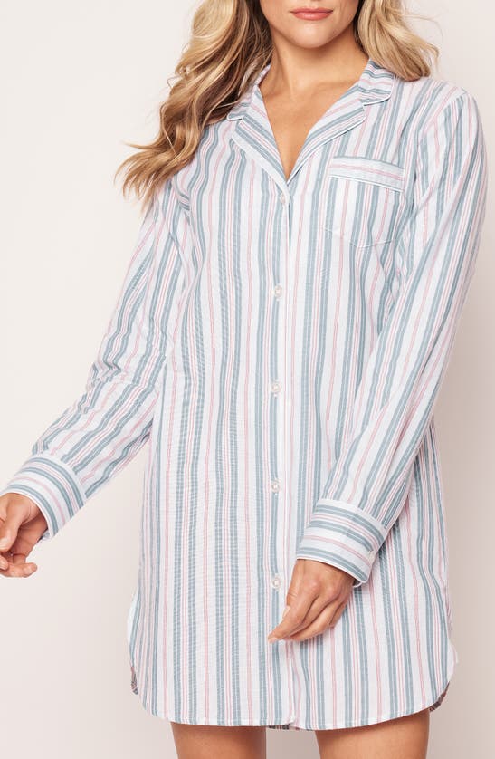 Shop Petite Plume French Stripe Nightshirt In Blue