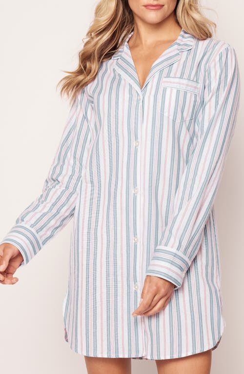 Petite Plume French Stripe Nightshirt Blue at Nordstrom,