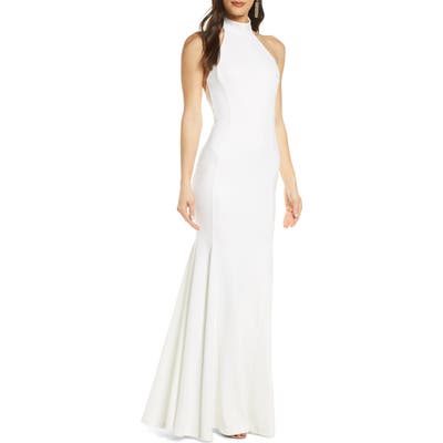 Lulus Slice Of Joy Halter Trumpet Gown, White