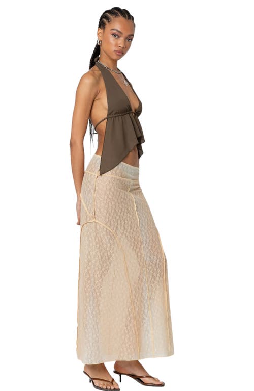 Edikted Freda Open Back Chiffon Top In Olive