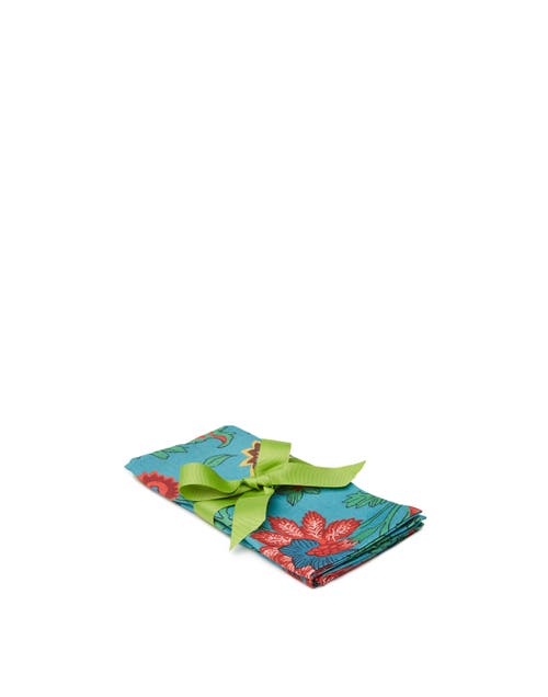 Shop La Doublej Large Napkins Set Of 2 (45x45) Dragon Flower Turche Turquoise