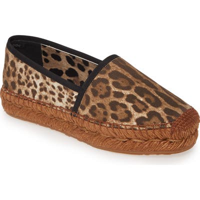 Dolce & gabbana Leopard Print Platform Espadrille - Brown