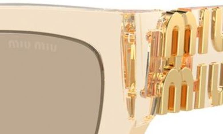 Miu Miu Logo Rectangle Acetate Sunglasses In Light Brown