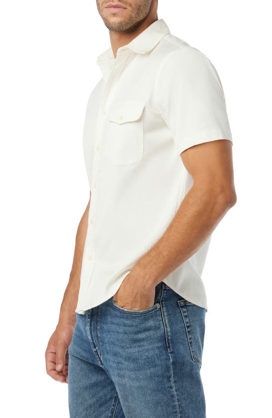 Shop Joe's Howard Short Sleeve Stretch Lyocell & Cotton Button-up Shirt In Natural