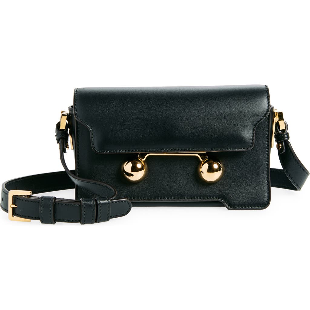 Marni Mini Trunkaroo Leather Shoulder Bag In White