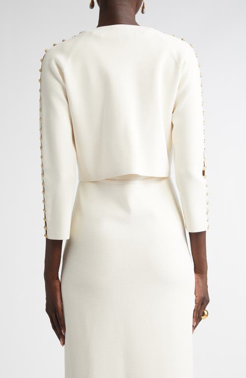 St John Embellished Milano Knit Topper In Ecru