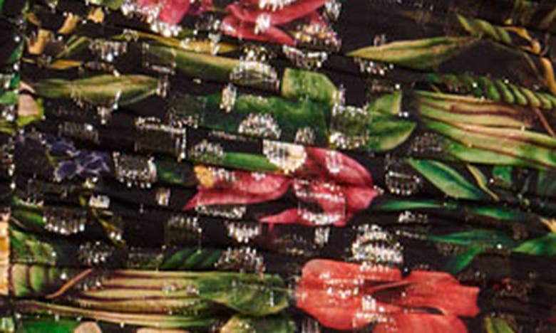 Shop Ramy Brook Margret Metallic Floral Halter Minidress In Black Multi