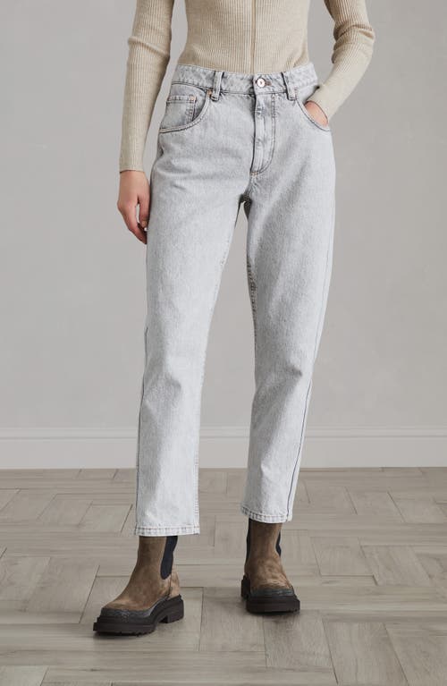 Shop Brunello Cucinelli Straight Trousers In Grey Denim