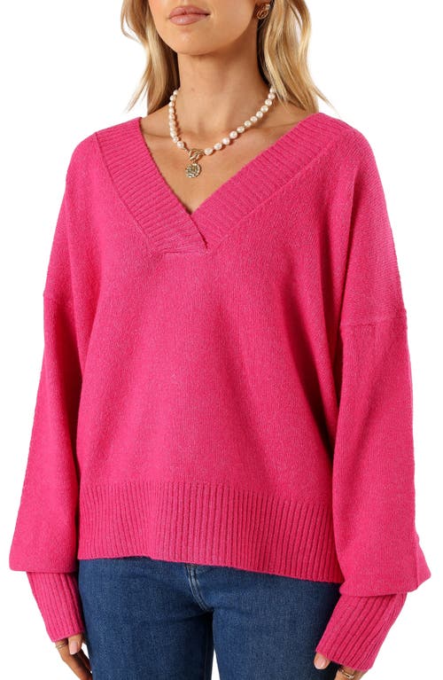 Petal & Pup Palmer V-Neck Sweater in Pink 