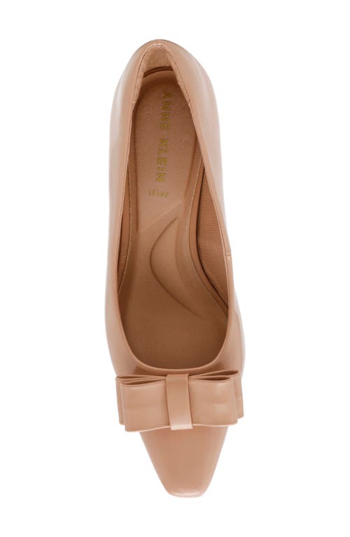 Shop Anne Klein Theresa Bow Pump In Beige Patent