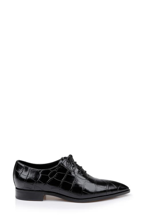 Shop L Agence L'agence Elise Pointed Toe Oxford In Black Croco Embossed