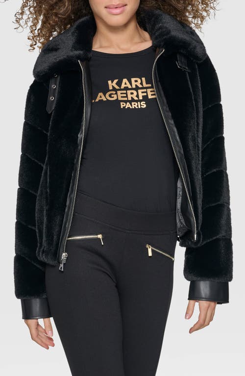 Shop Karl Lagerfeld Paris Faux Fur Jacket In Black