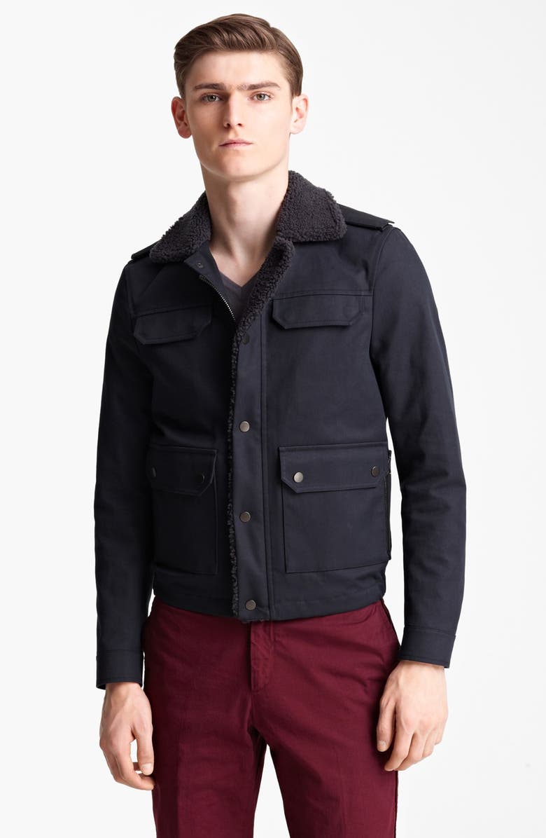 Lanvin Genuine Shearling & Cotton Bomber Jacket | Nordstrom