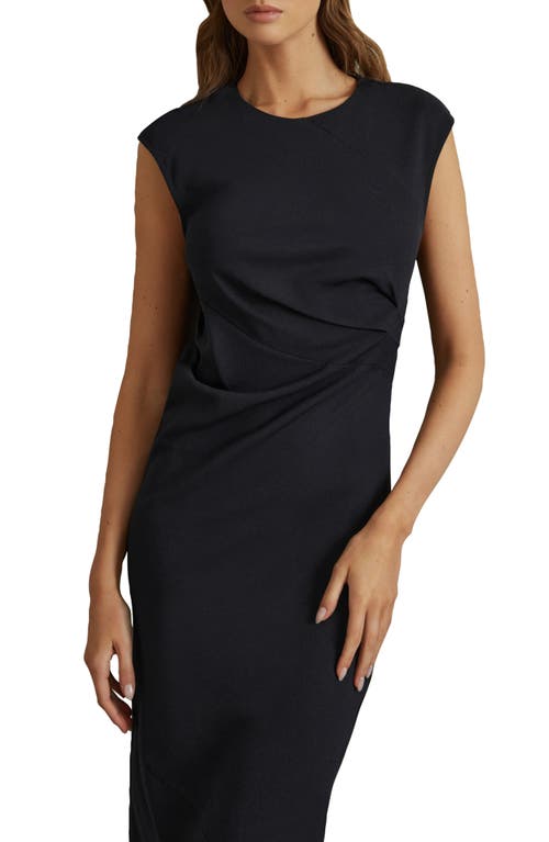 Shop Reiss Francesca Pleated Midi Dress In Navy