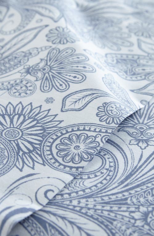 Southshore Fine Linens Perfect Paisley Printed Sheet Set In White W Blue/paisley