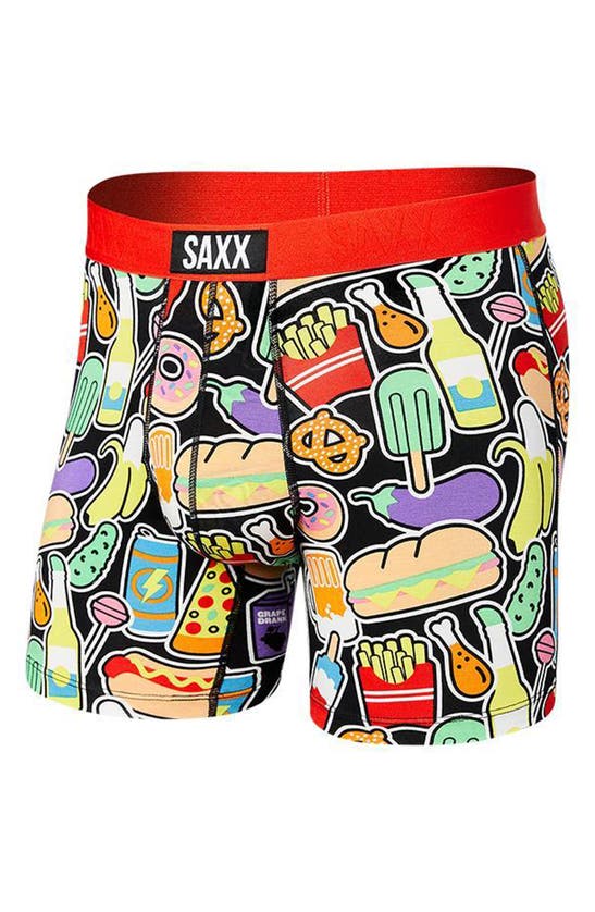 Saxx Vibe Super Soft Slim Fit Boxer Briefs In Sticker Snacks- Multi