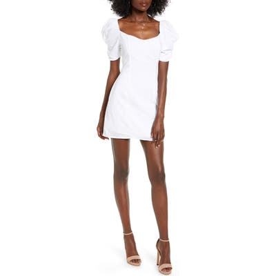 4Si3Nna Heidi Puff Shoulder Cotton Minidress, White