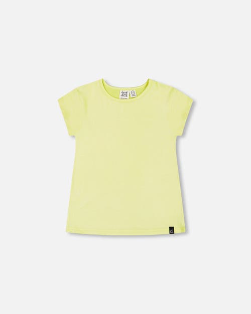 Deux Par Deux Girl's Bright Shiny Rib T-Shirt Lime at Nordstrom