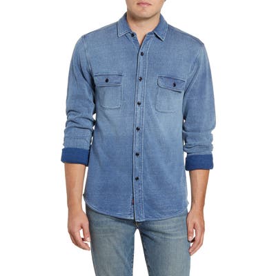 Faherty Regular Fit Knit Dobby Work Shirt, Blue