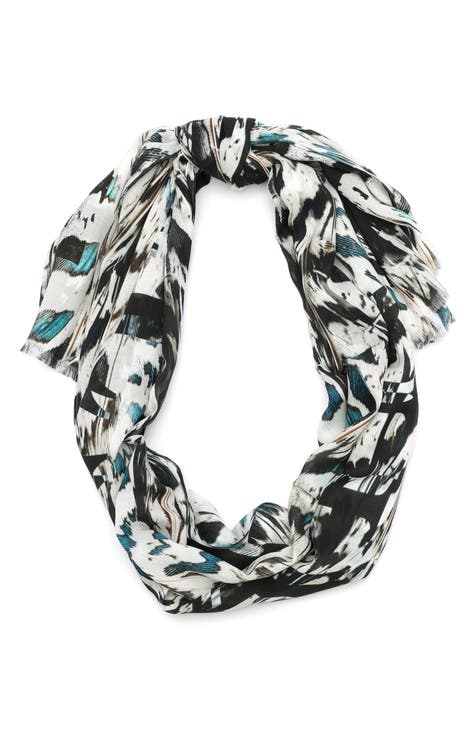 AllSaints Women's Anita Leopard Print Jacquard Scarf, Animal Brown