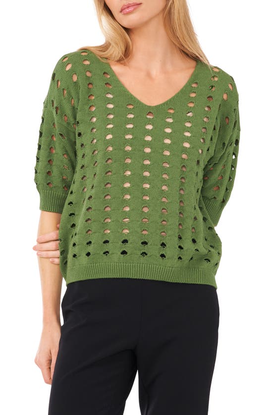 Halogen Open Knit Sweater In Green