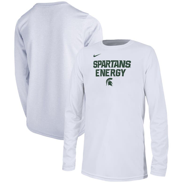 Nike Kids' Youth   White Michigan State Spartans 2024 On-court Bench Energy T-shirt