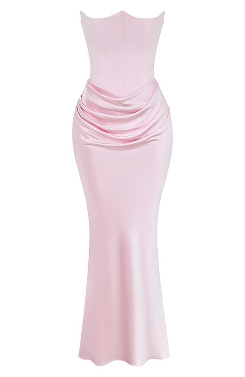 Shop House Of Cb Persephone Strapless Corset Satin & Stretch Crepe Mermaid Gown In Rose Shadow