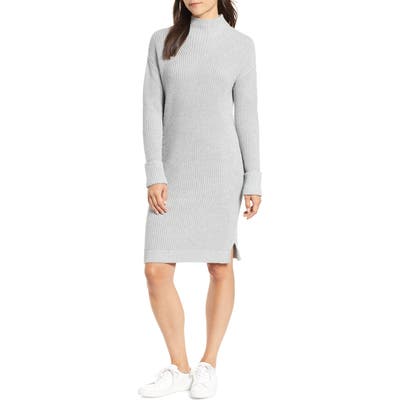 Caslon Ribbed Sweater Dress, Grey