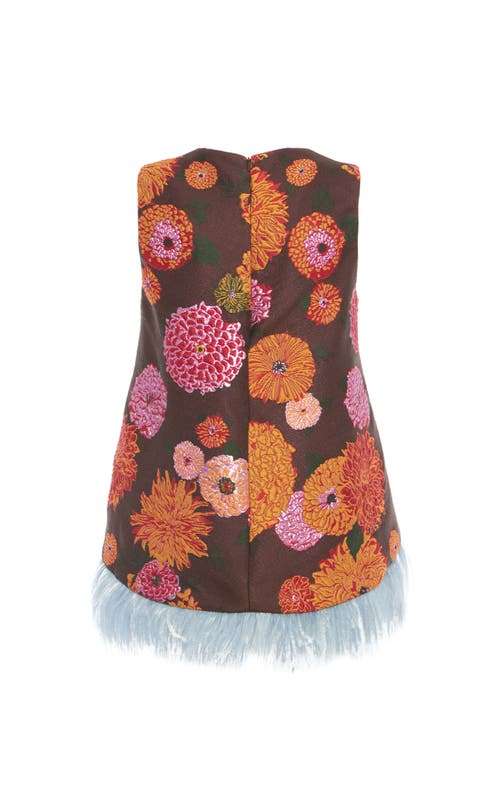 La Doublej La Scala Top With Feathers In Jacquard Gyn Chocolate