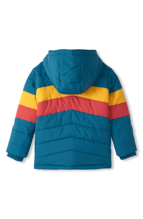 Shop Hatley Kids' Colorblock Quilted Hooded Jacket In Moroccan Blue