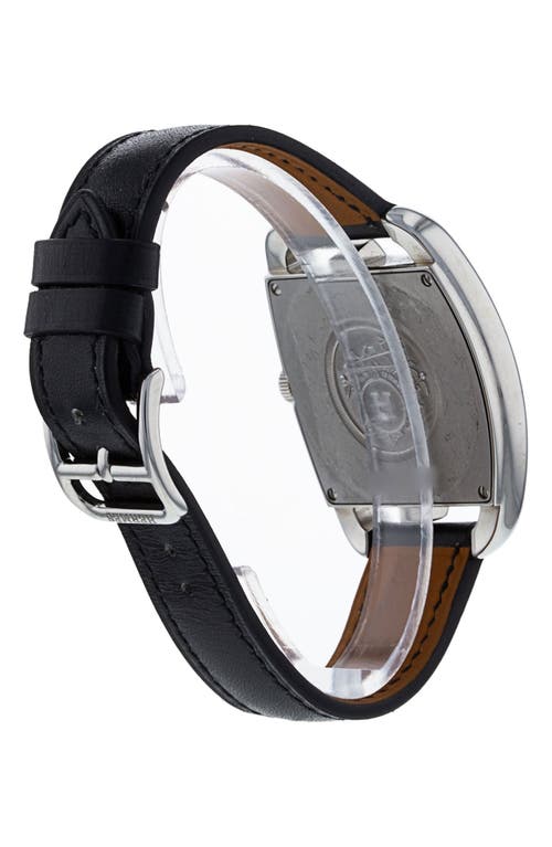 Shop Watchfinder & Co. Hermès  Cape Cod Leather Strap Watch, 29mm In Black/white