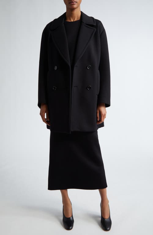 Shop Max Mara Gradi Double Breasted Jersey Coat In Black