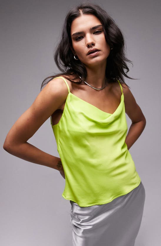 Shop Topshop Cowl Neck Satin Camisole In Yellow