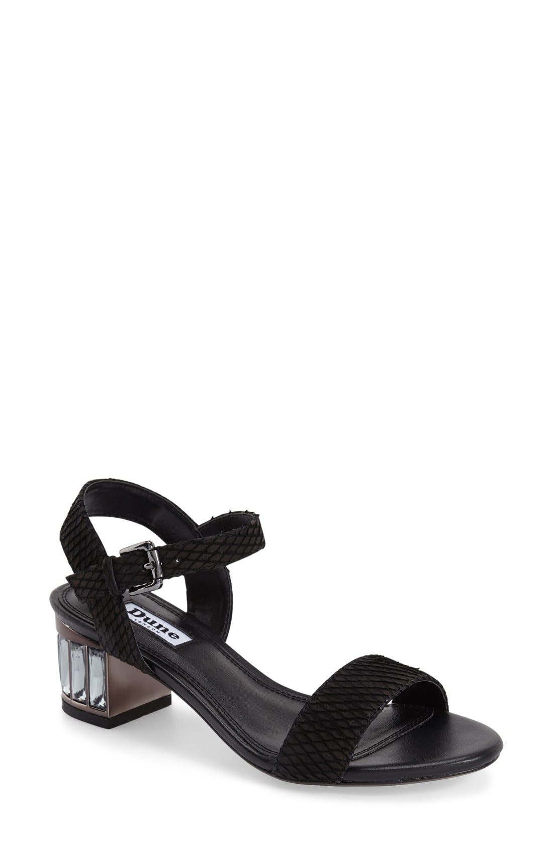 dune black block heel sandals