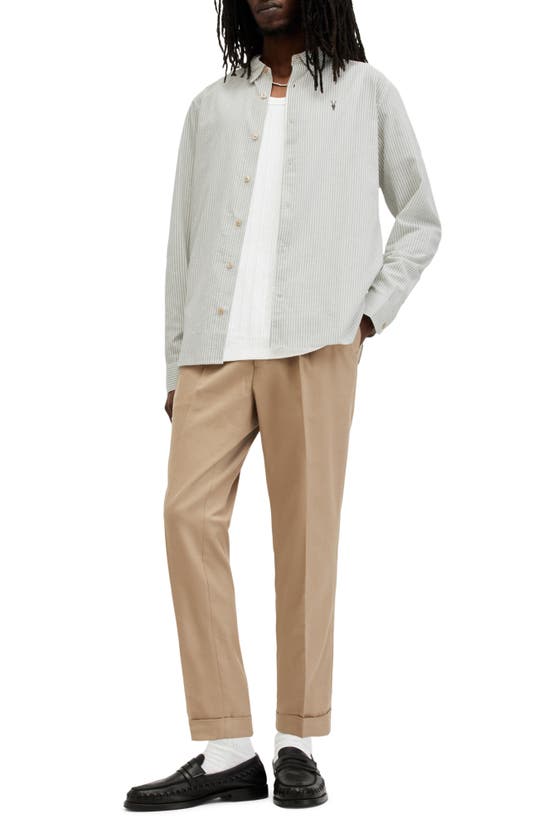 Shop Allsaints Villard Oversize Stripe Button-up Oxford Shirt In Lilly White