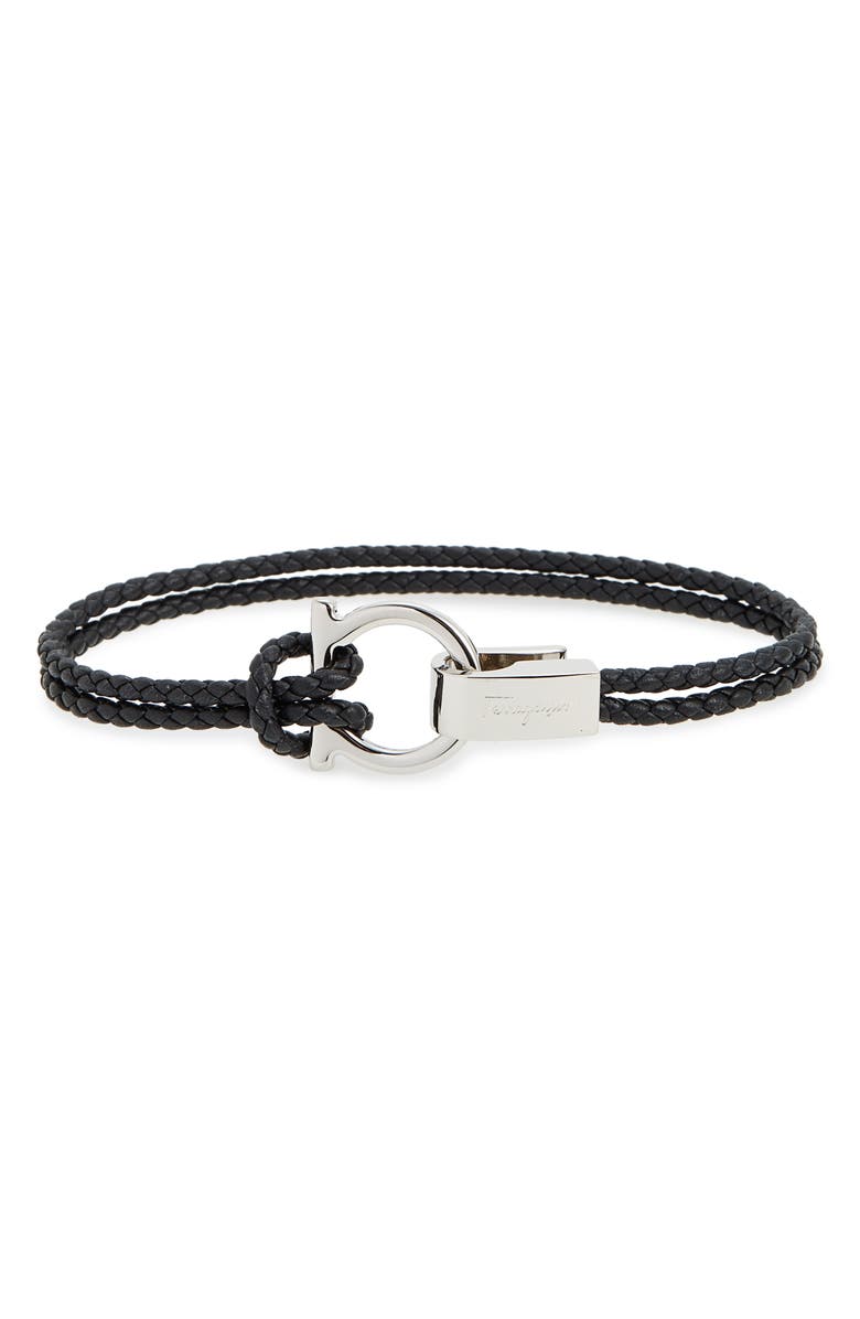 Salvatore Ferragamo Double Braided Gancini Leather Bracelet | Nordstrom
