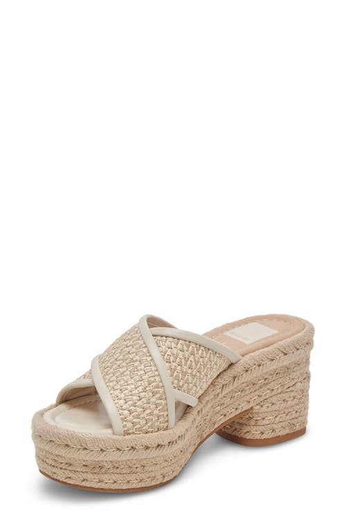 Dolce Vita Eldora Espadrille Platform Slide Sandal Natural/White Raffia at Nordstrom,