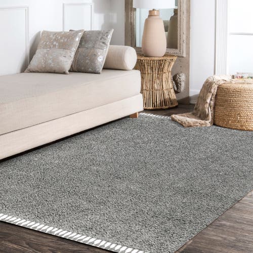 Jonathan Y Mercer Shag Plush Tassel Area Rug In Charcoal