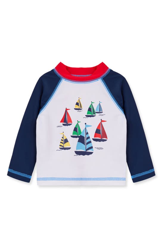 Little Me Boys' Boat Print Rash Guard - Baby In White/blue
