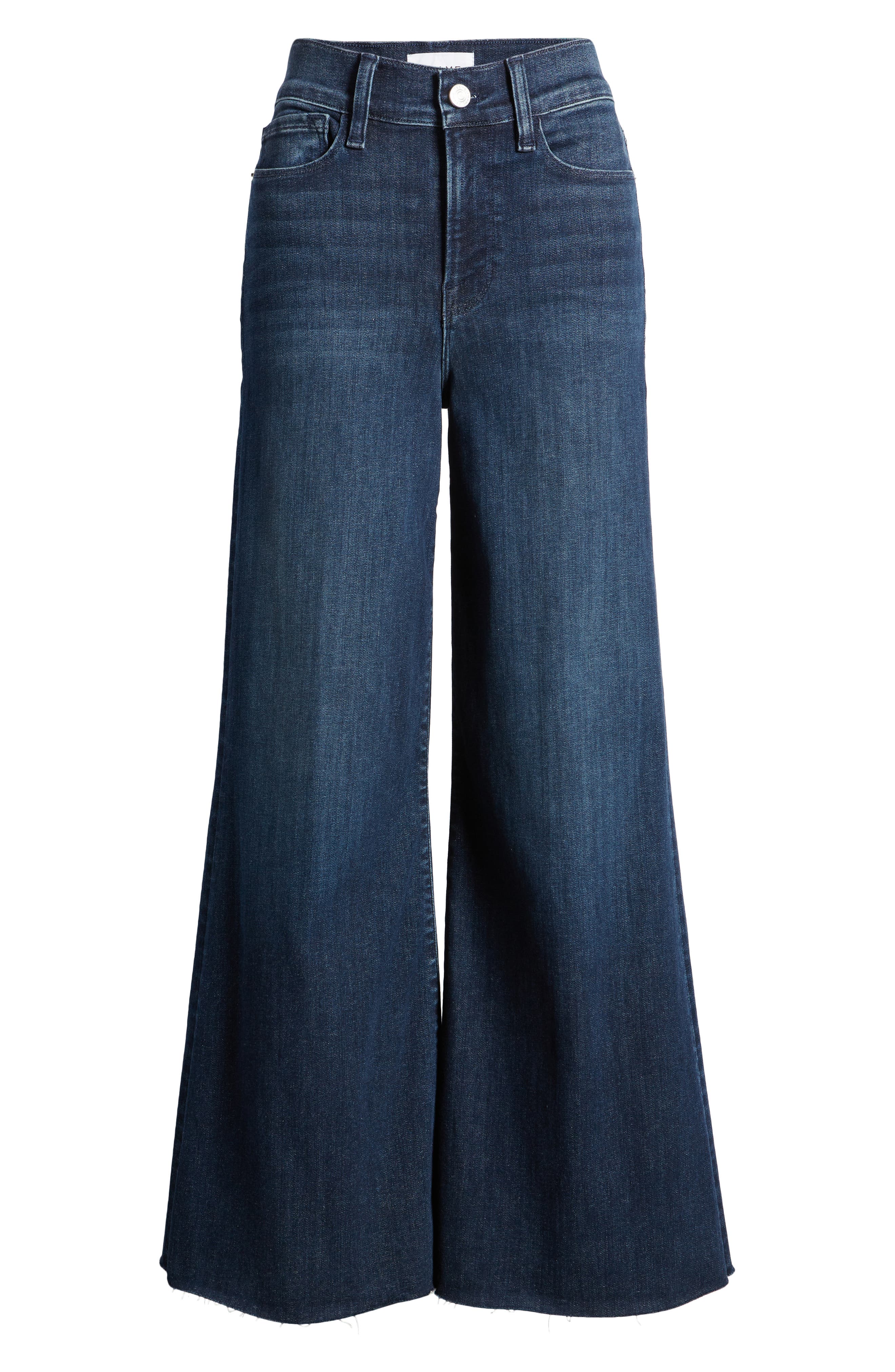 FRAME Le Palazzo Raw Hem High Waist Crop Wide Leg Jeans in Naples