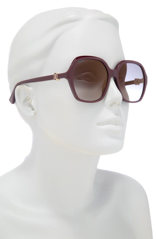 Shop Cartier 57mm Square Sunglasses In Burgundy