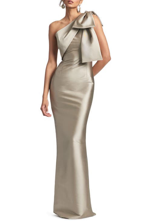 Bonnie Bow One-Shoulder Mikado Gown