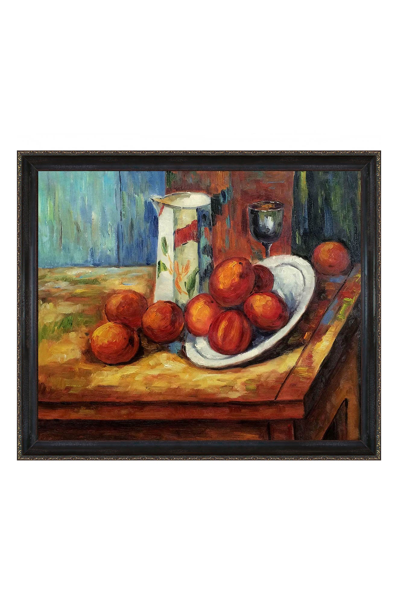 overstockArt Cezanne Bricoo Bicchiere E Piato Oil Painting with Opulent Frame Dark Stained Wood with Gold Trim