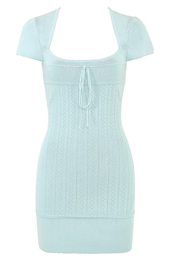 Mistress Rocks Pointelle Knit Minidress In Blue