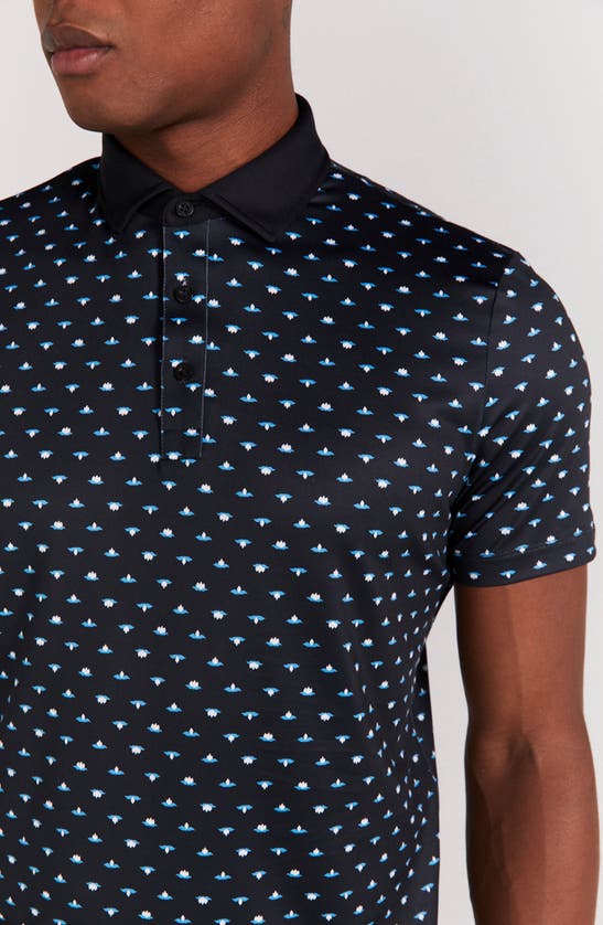 Shop Redvanly Ryder Lotus Print Polo In Black